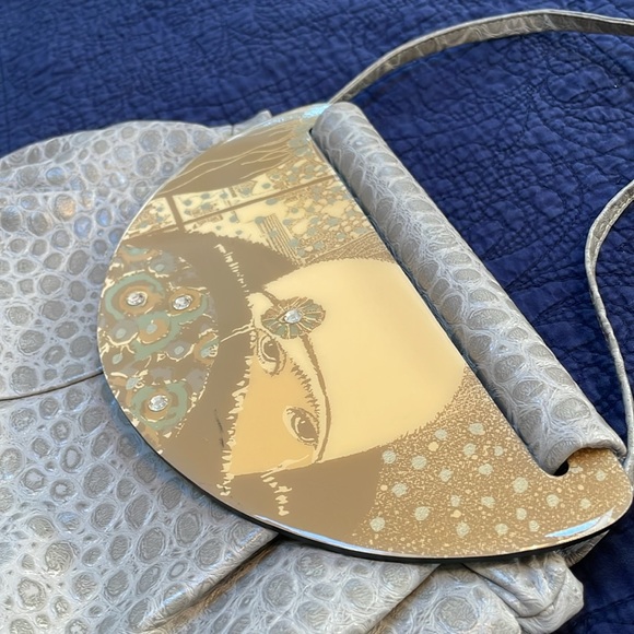 Patricia Smith Moon-Bags Milwaukee “Flapper” Embellished Pebble Textured Handbag - Picture 2 of 12